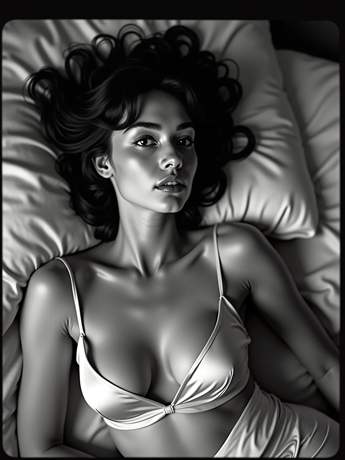 AI-generated glamour portrait of a fictional woman