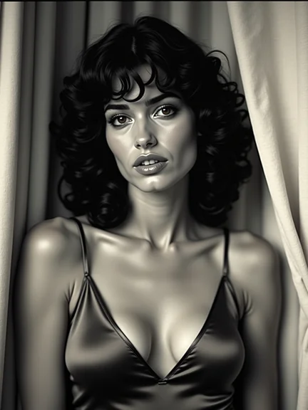 AI-generated glamour portrait of a fictional woman