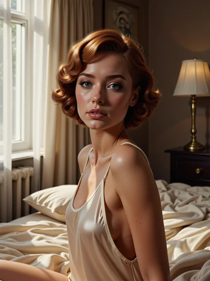 AI-generated glamour portrait of a fictional woman