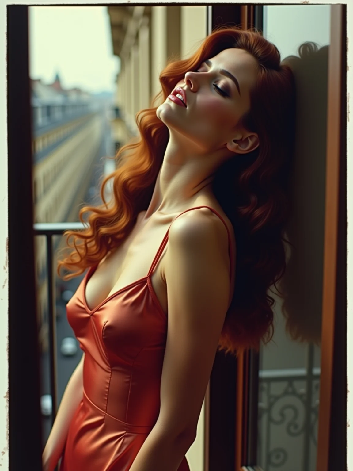 AI-generated glamour portrait of a fictional woman