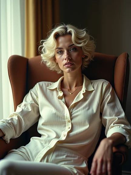 AI-generated glamour portrait of a fictional woman