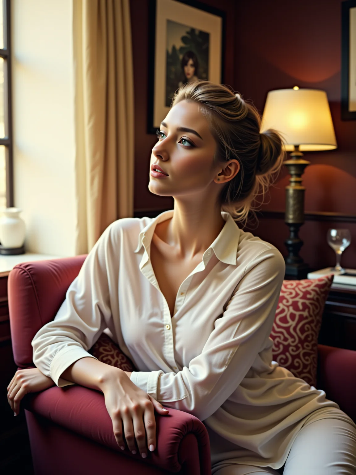 AI-generated glamour portrait of a fictional woman
