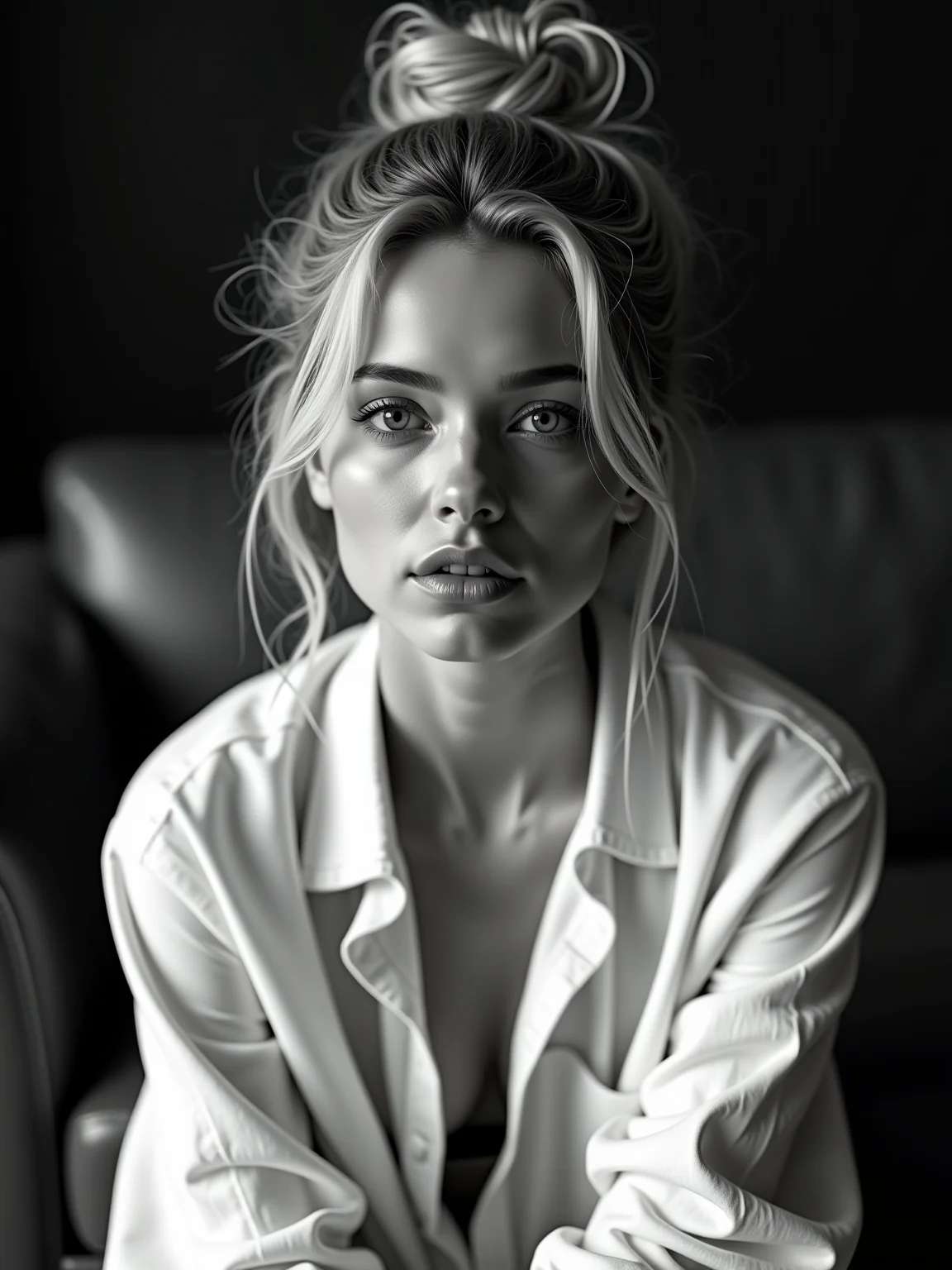 AI-generated glamour portrait of a fictional woman