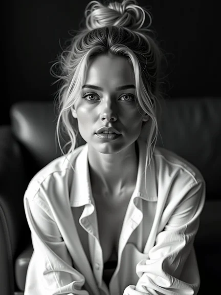 AI-generated glamour portrait of a fictional woman
