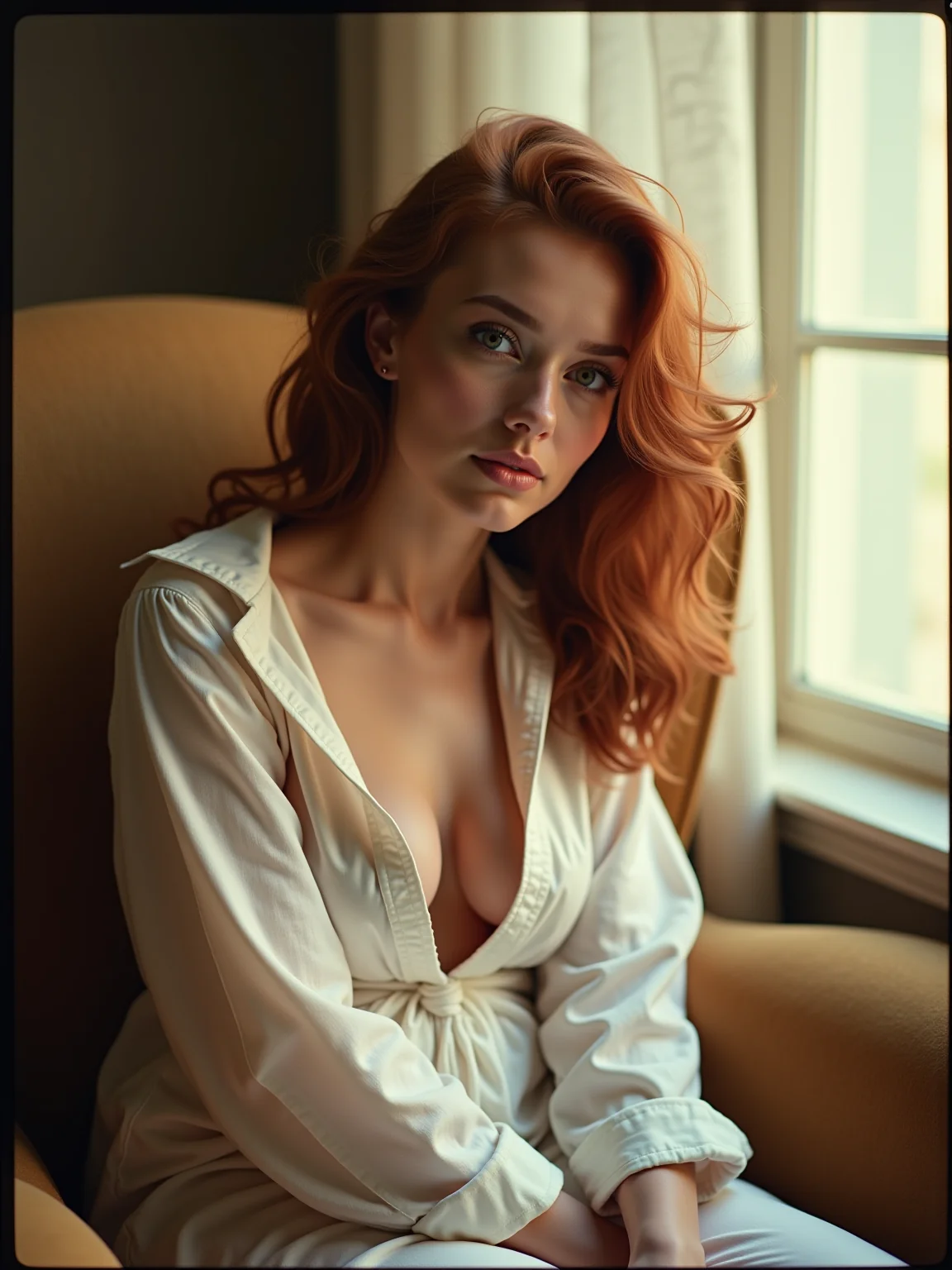 AI-generated glamour portrait of a fictional woman