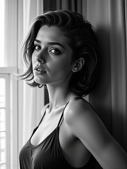 AI-generated glamour portrait of a fictional woman