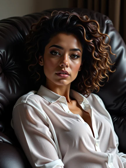 AI-generated glamour portrait of a fictional woman