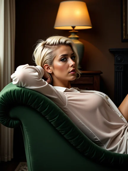 AI-generated glamour portrait of a fictional woman