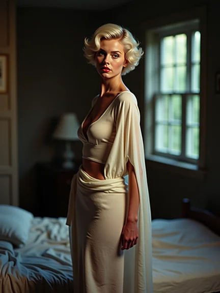 AI-generated glamour portrait of a fictional woman