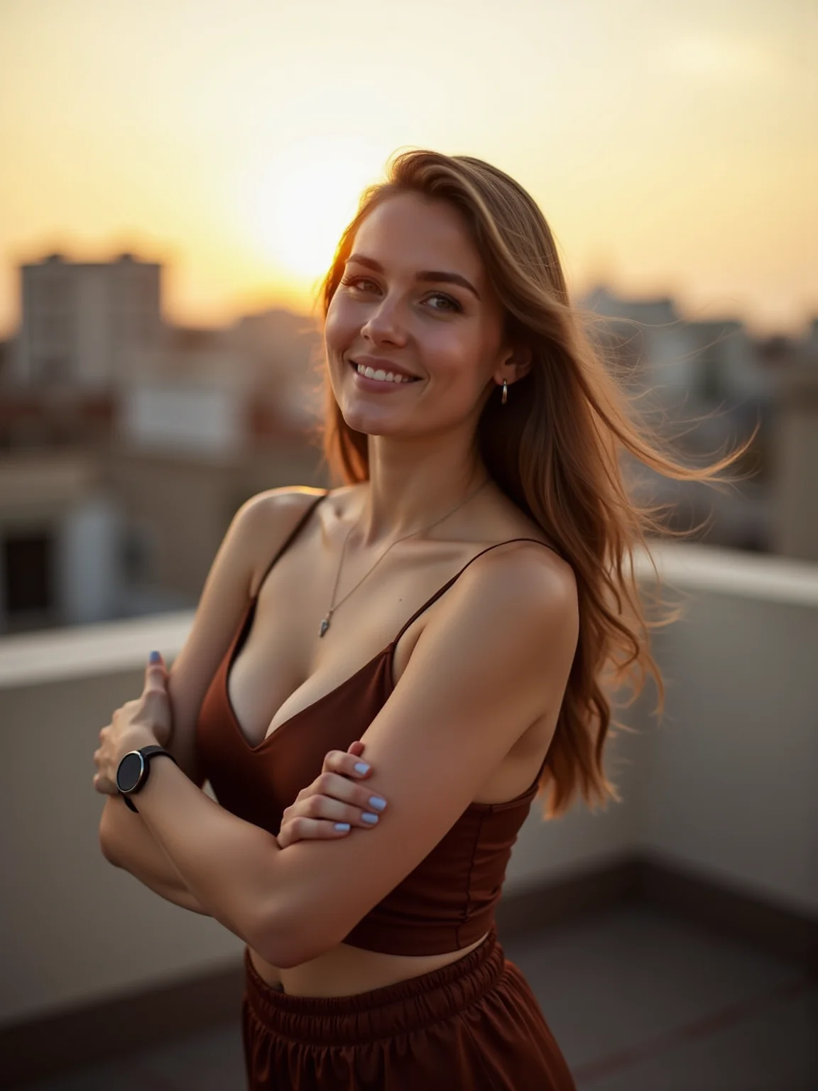 AI-generated glamour portrait of a fictional woman