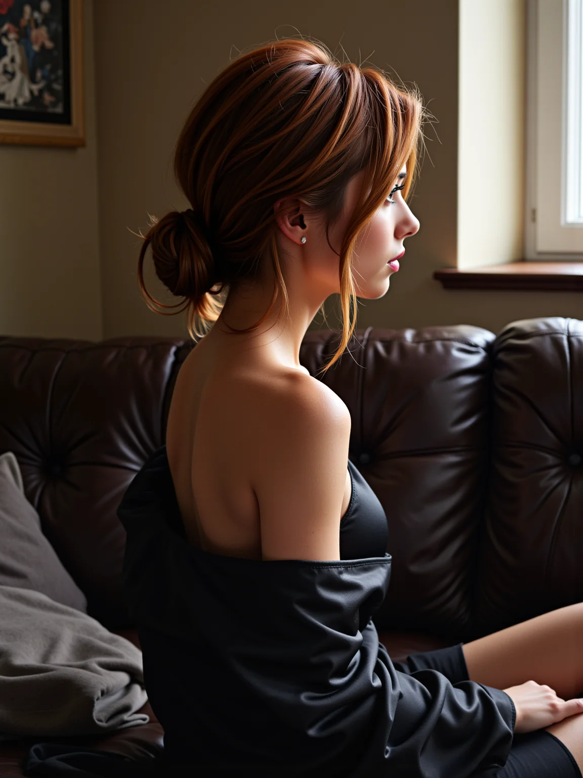 AI-generated glamour portrait of a fictional woman