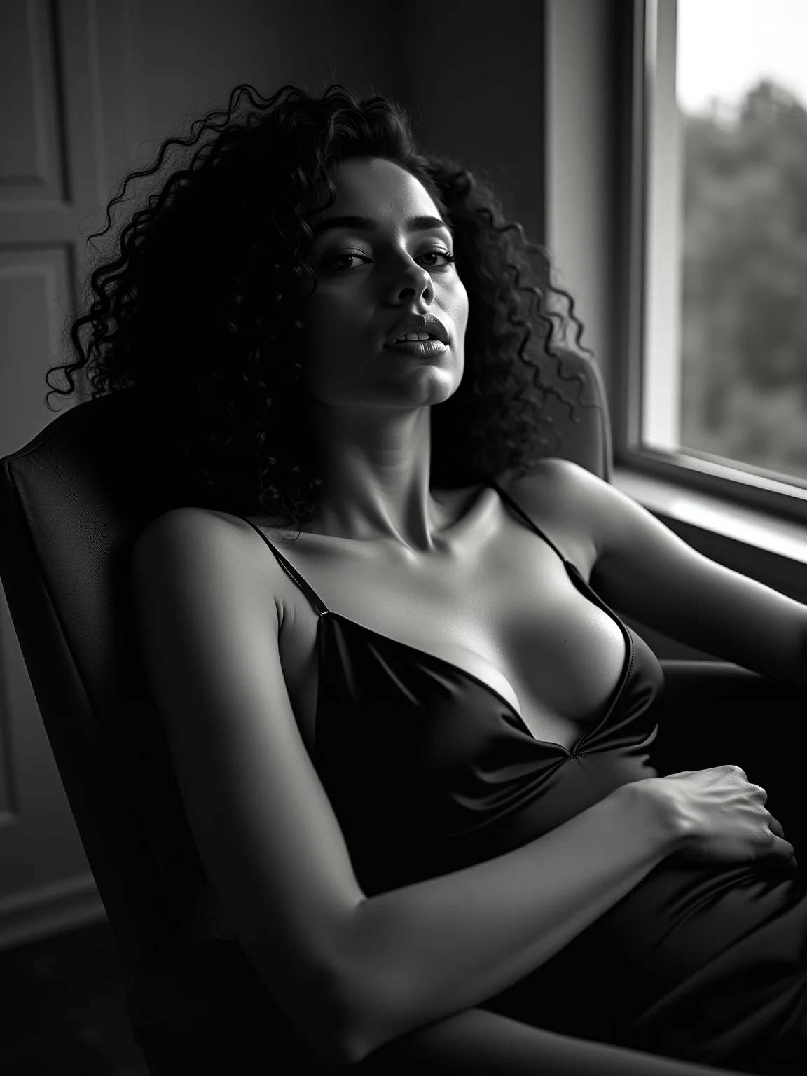 AI-generated glamour portrait of a fictional woman
